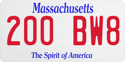 MA license plate 200BW8