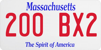 MA license plate 200BX2