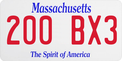 MA license plate 200BX3