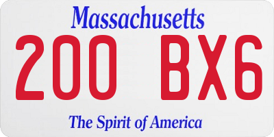 MA license plate 200BX6