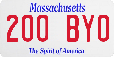MA license plate 200BY0