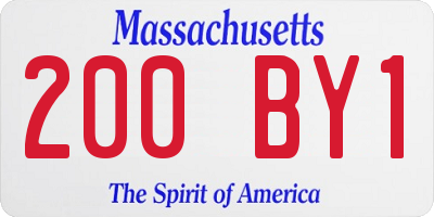 MA license plate 200BY1