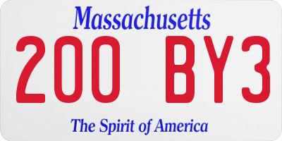 MA license plate 200BY3