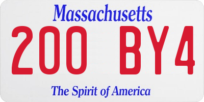 MA license plate 200BY4