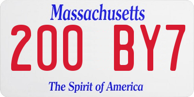 MA license plate 200BY7
