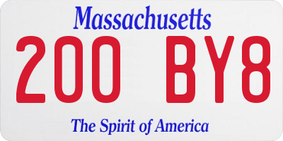MA license plate 200BY8