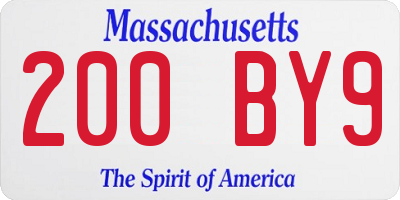 MA license plate 200BY9