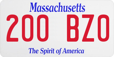 MA license plate 200BZ0
