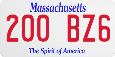 MA license plate 200BZ6