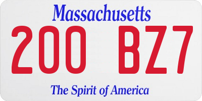 MA license plate 200BZ7