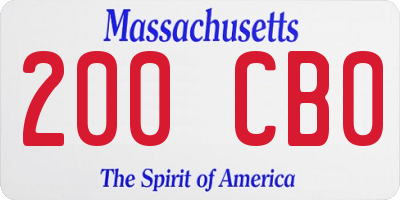 MA license plate 200CB0