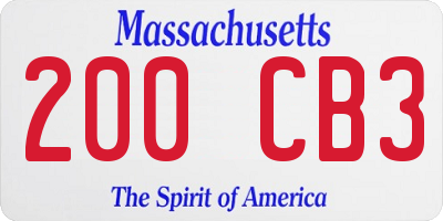 MA license plate 200CB3