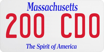 MA license plate 200CD0