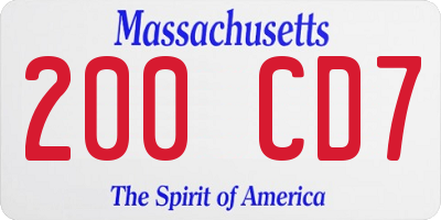 MA license plate 200CD7