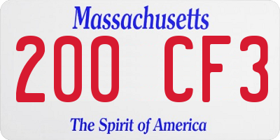 MA license plate 200CF3