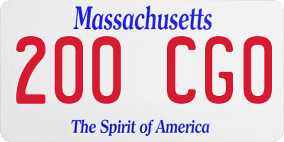 MA license plate 200CG0