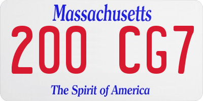 MA license plate 200CG7