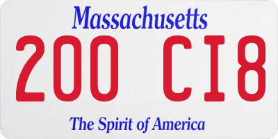 MA license plate 200CI8