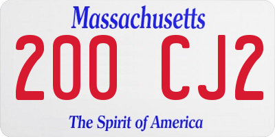 MA license plate 200CJ2