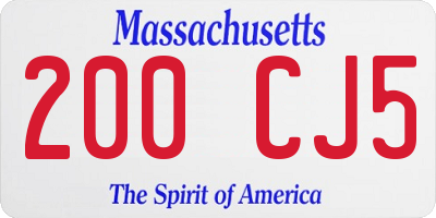 MA license plate 200CJ5