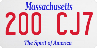 MA license plate 200CJ7