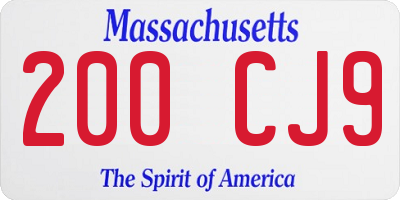 MA license plate 200CJ9