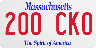 MA license plate 200CK0
