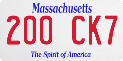 MA license plate 200CK7