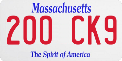 MA license plate 200CK9