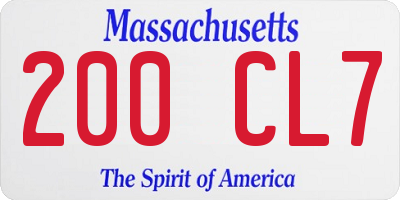 MA license plate 200CL7