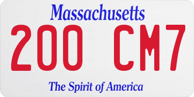 MA license plate 200CM7