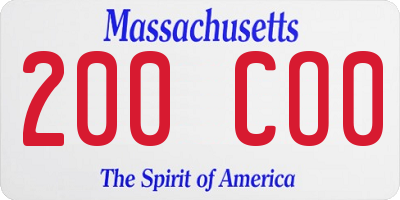 MA license plate 200CO0