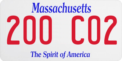 MA license plate 200CO2
