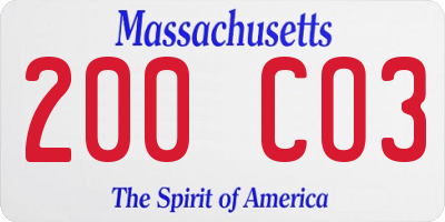 MA license plate 200CO3