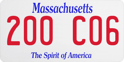 MA license plate 200CO6
