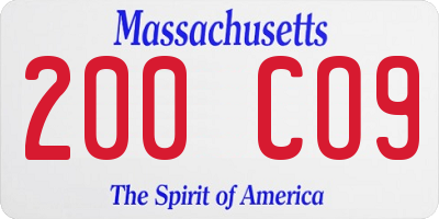 MA license plate 200CO9