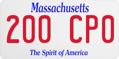 MA license plate 200CP0