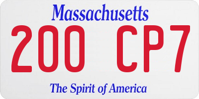 MA license plate 200CP7