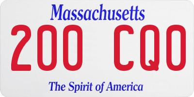 MA license plate 200CQ0