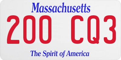 MA license plate 200CQ3
