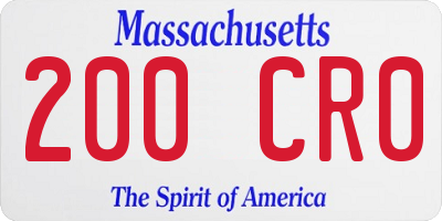 MA license plate 200CR0