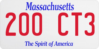MA license plate 200CT3