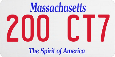 MA license plate 200CT7
