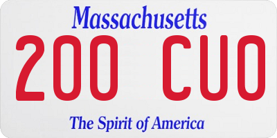 MA license plate 200CU0
