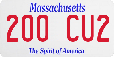 MA license plate 200CU2