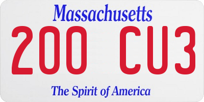 MA license plate 200CU3