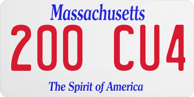 MA license plate 200CU4