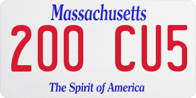 MA license plate 200CU5