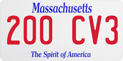 MA license plate 200CV3