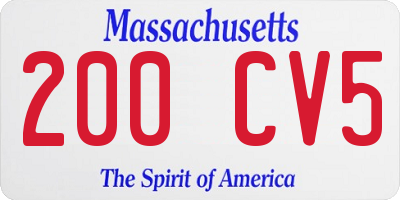MA license plate 200CV5